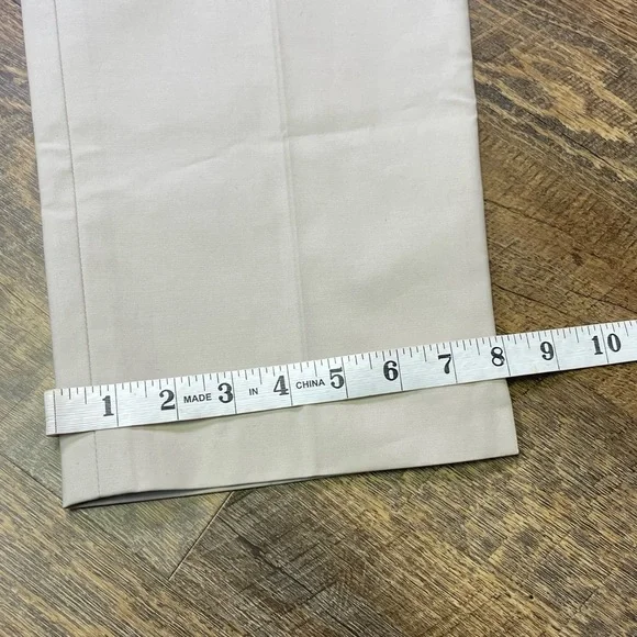 Lafayette 148 Cropped Bleecker Pant Beige Stretch Cotton Trouser Women's Size 14 - Picture 8 of 13